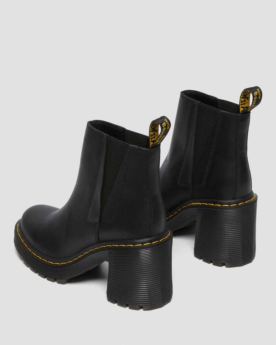 black dr martens spence flared heel womens chelsea boots
