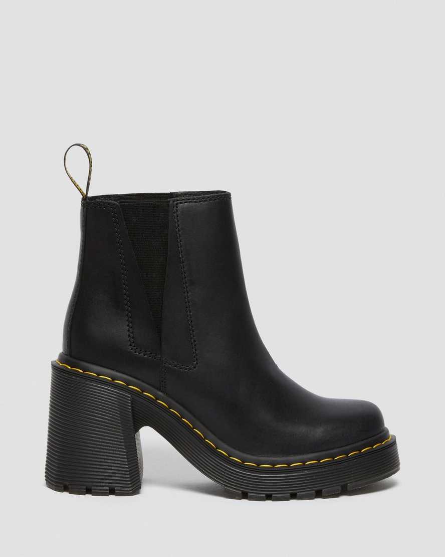 black dr martens spence flared heel womens chelsea boots