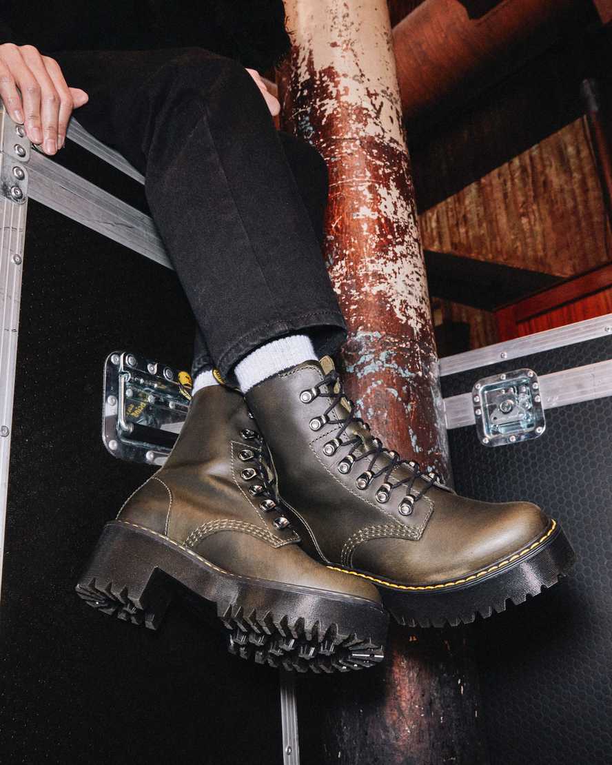 brown dr martens leona womens heeled boots