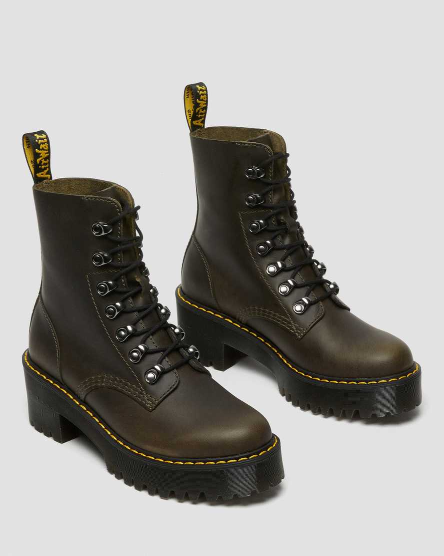 brown dr martens leona womens heeled boots