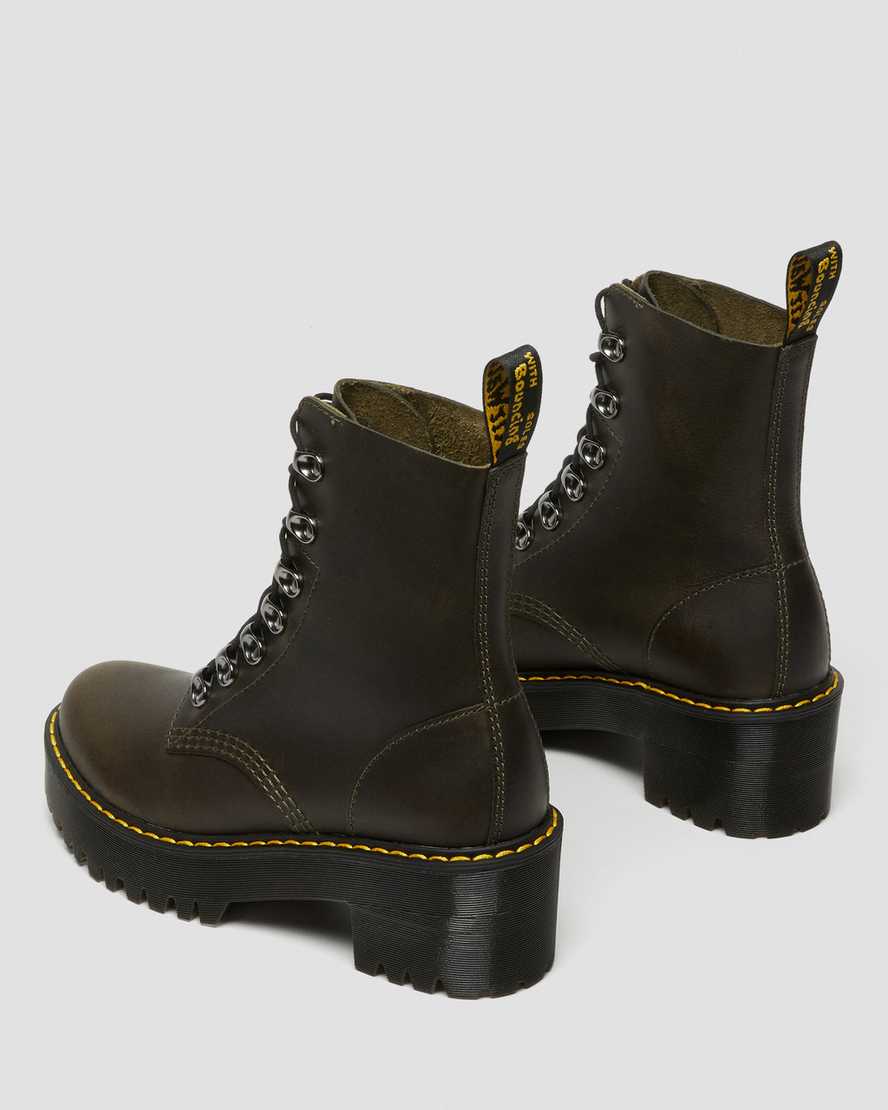 brown dr martens leona womens heeled boots