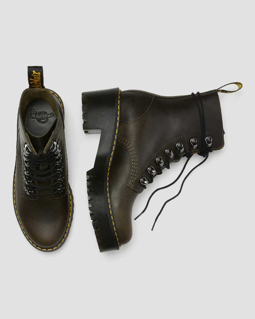 brown dr martens leona womens heeled boots