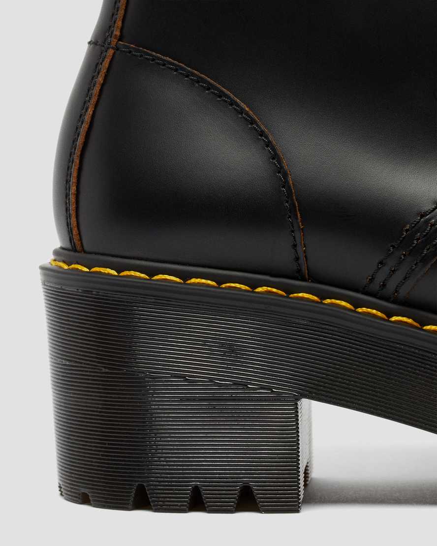 black dr martens leona vintage smooth womens heeled boots