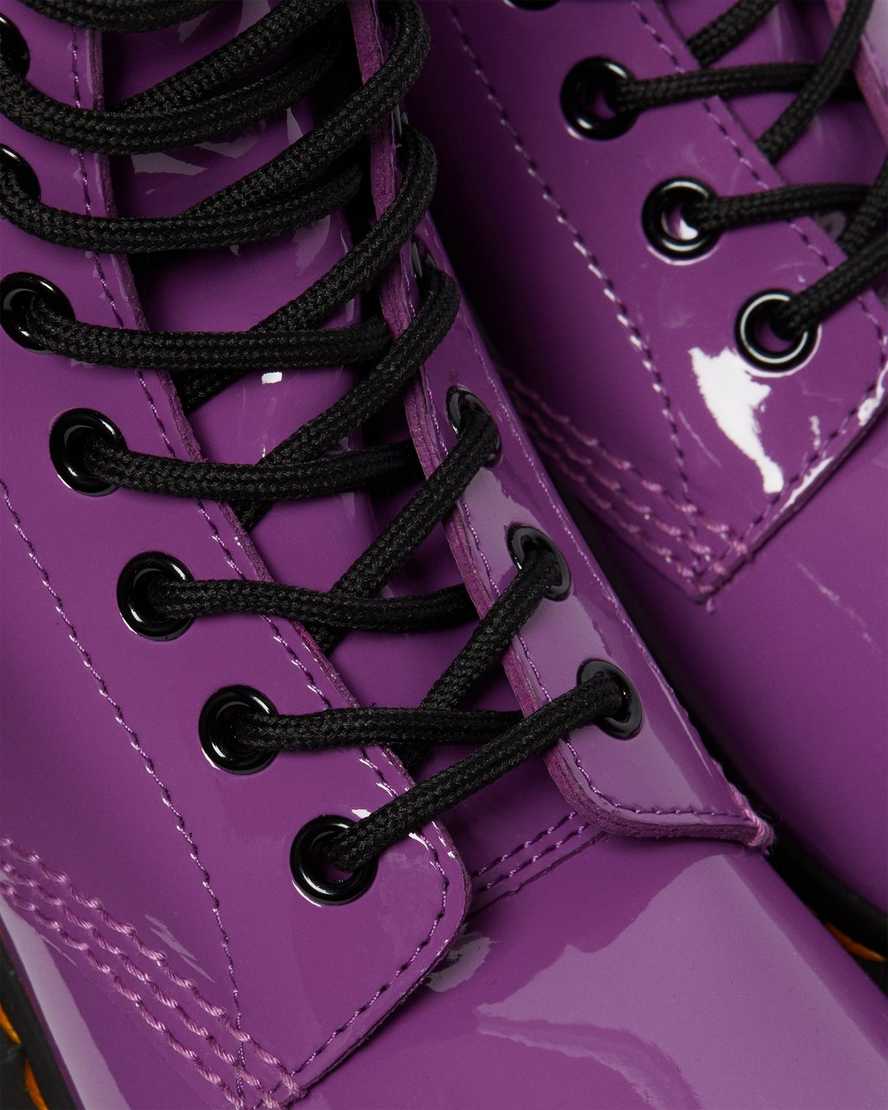 purple dr martens 1460 patent womens lace up boots