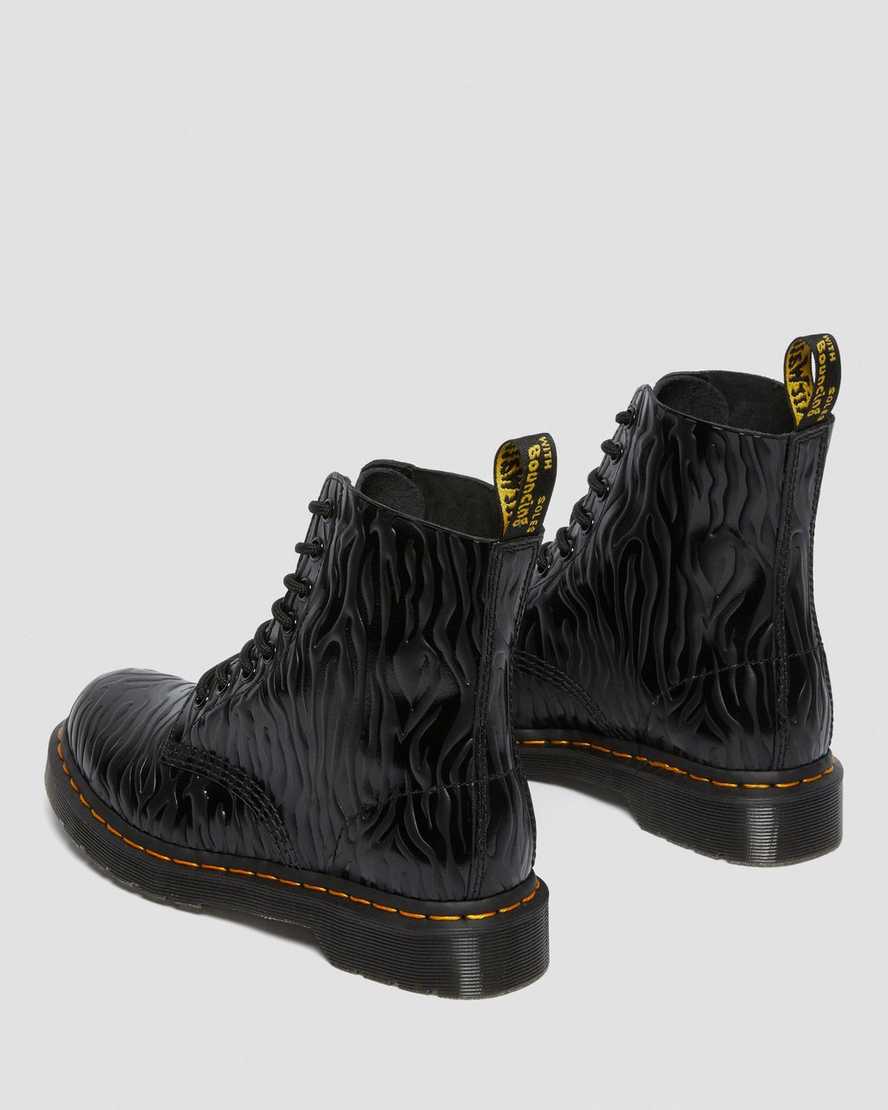 black dr martens 1460 pascal zebra emboss womens lace up boots
