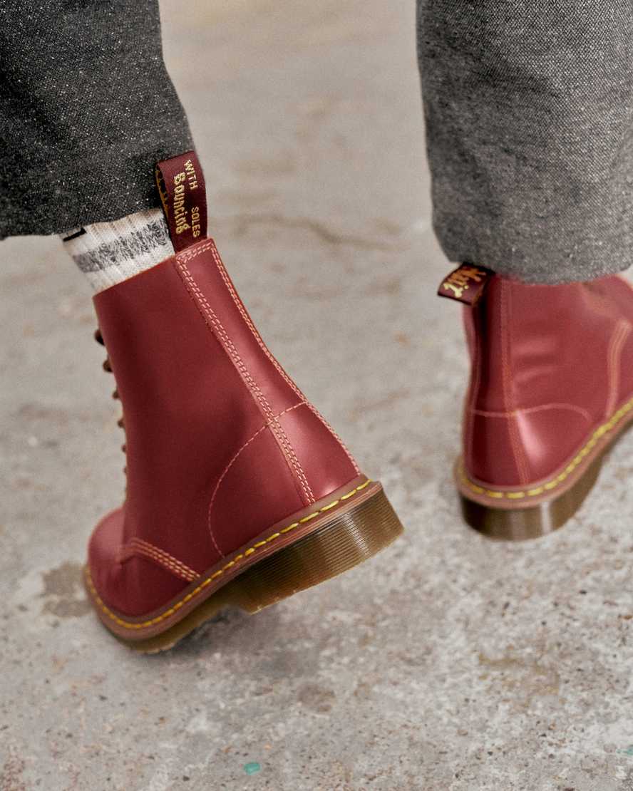 red dr martens 1460 vintage made in england womens lace up boots