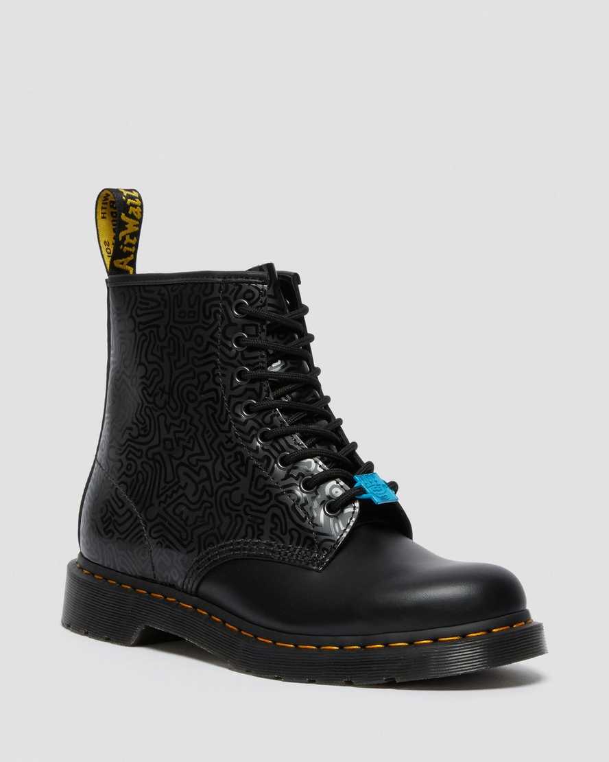 black dr martens keith haring 1460 smooth womens lace up boots
