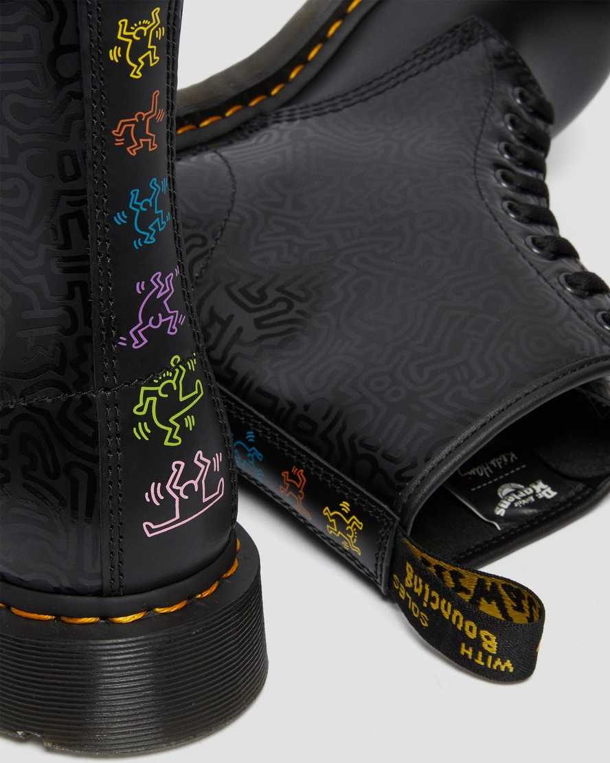 black dr martens keith haring 1460 smooth womens lace up boots