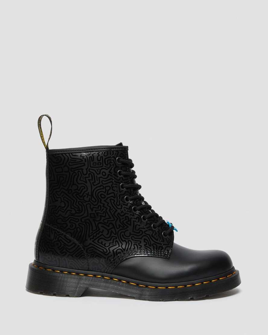 black dr martens keith haring 1460 smooth womens lace up boots