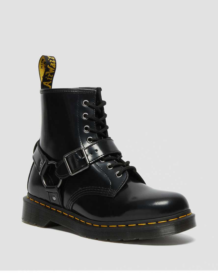 black dr martens 1460 harness womens lace up boots