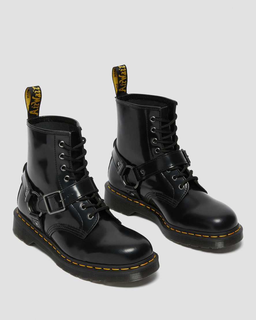 black dr martens 1460 harness womens lace up boots