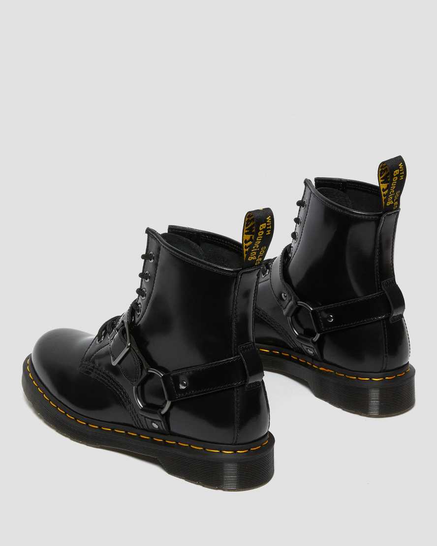 black dr martens 1460 harness womens lace up boots