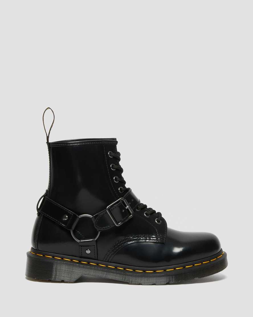 black dr martens 1460 harness womens lace up boots