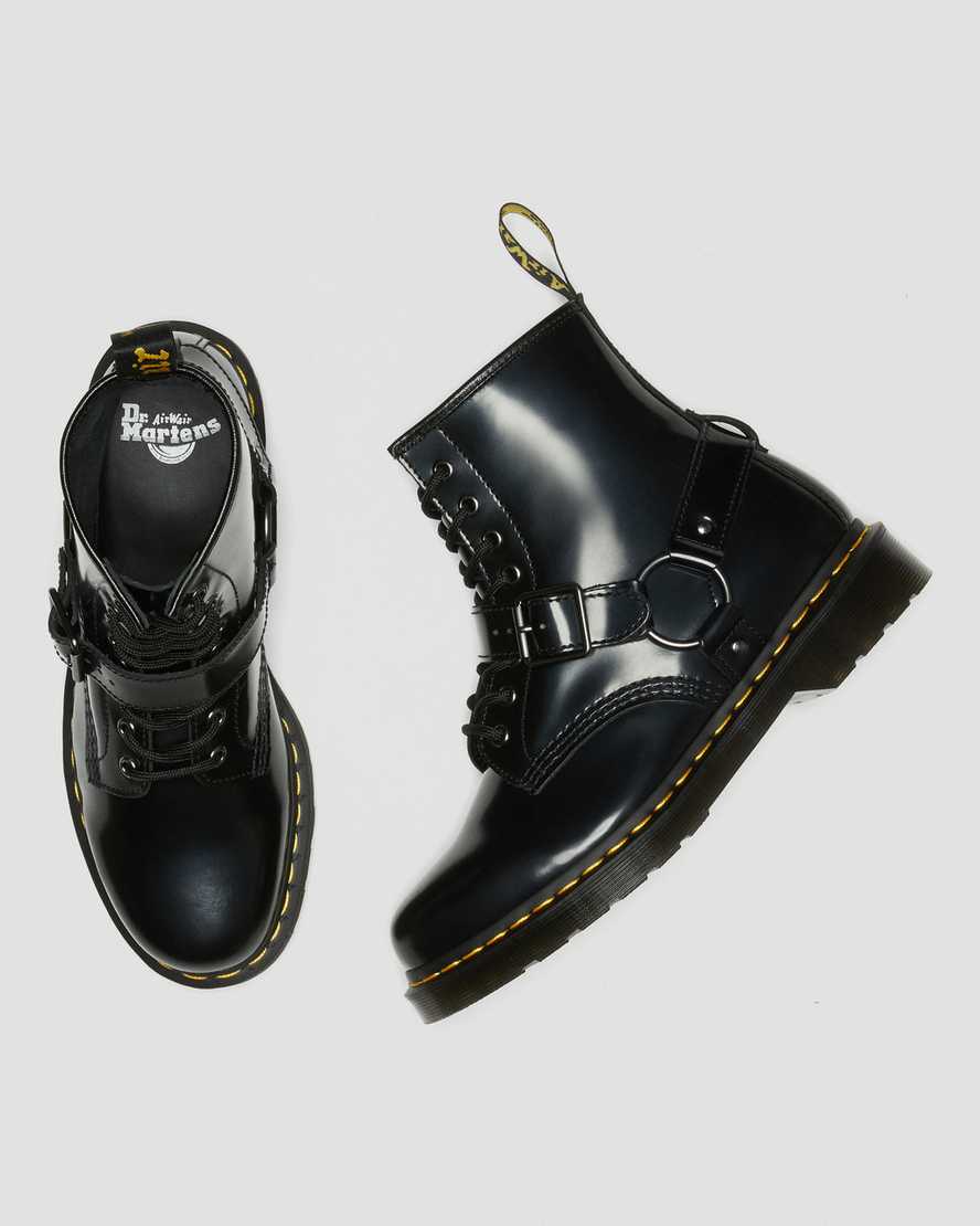 black dr martens 1460 harness womens lace up boots
