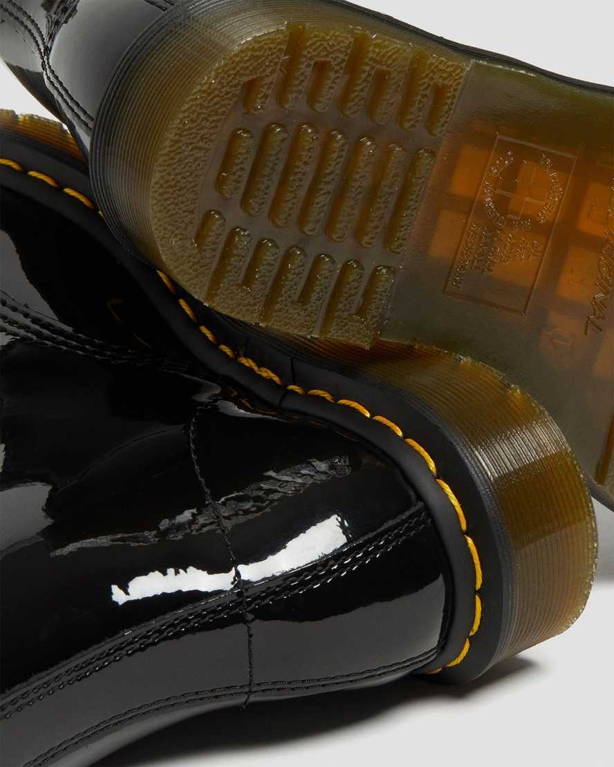 black dr martens 1460 patent womens lace up boots
