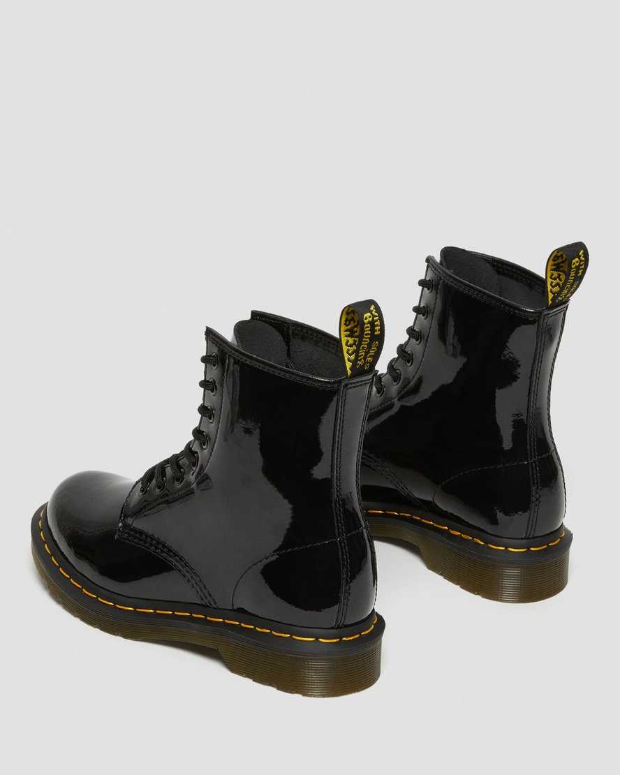 black dr martens 1460 patent womens lace up boots