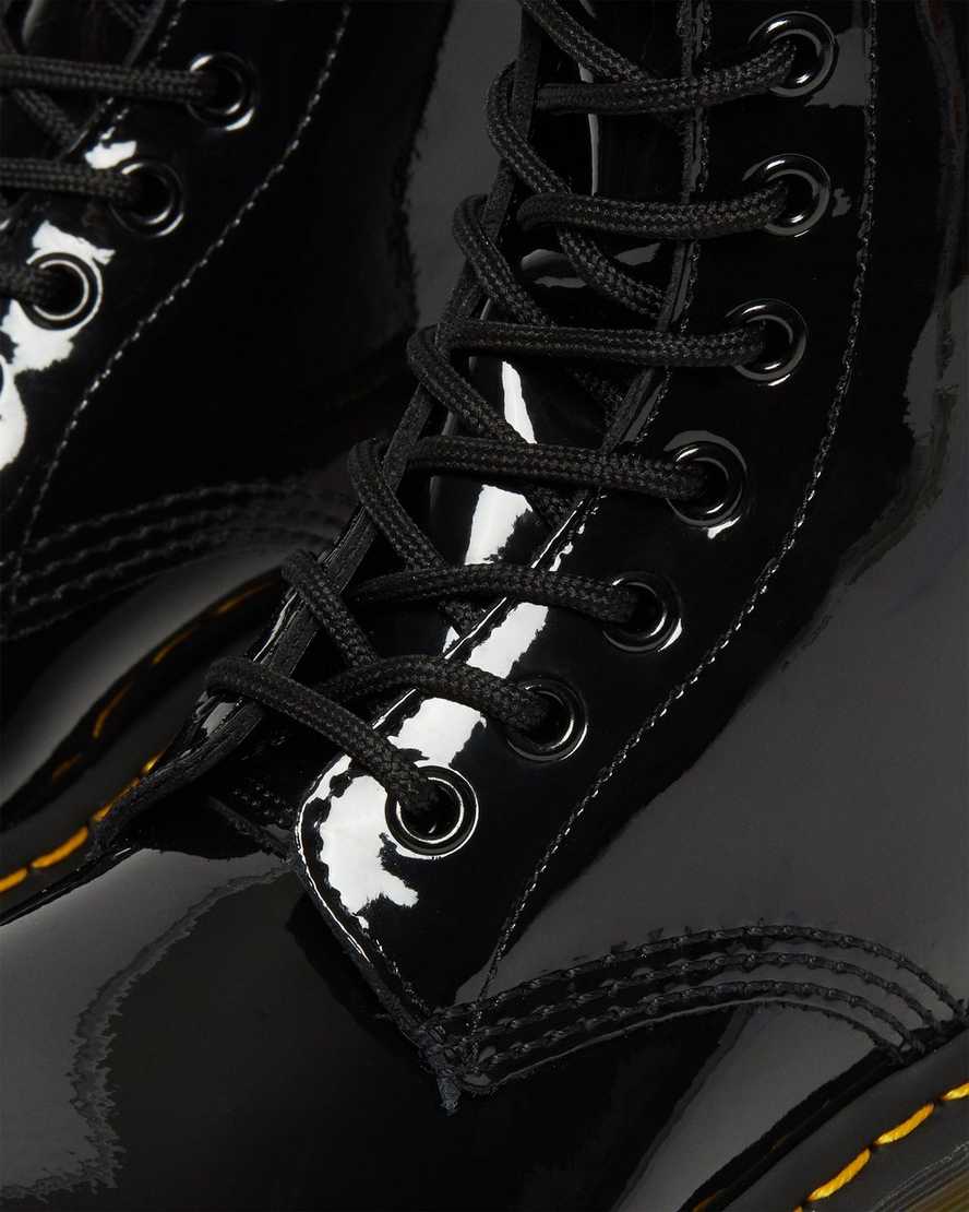 black dr martens 1460 patent womens lace up boots