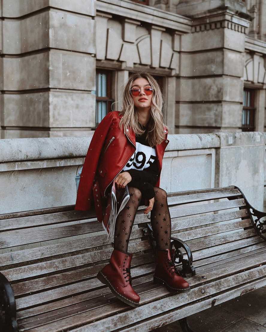 red dr martens 1460 smooth womens lace up boots