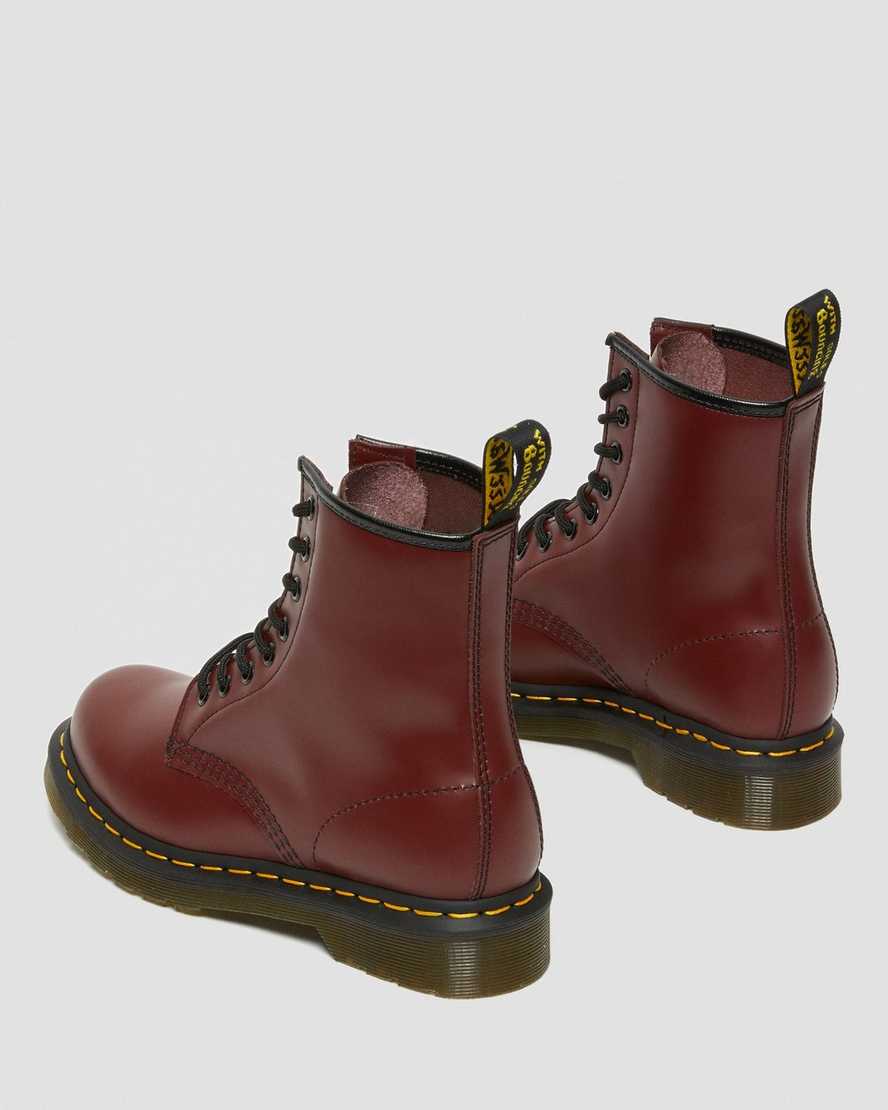 red dr martens 1460 smooth womens lace up boots