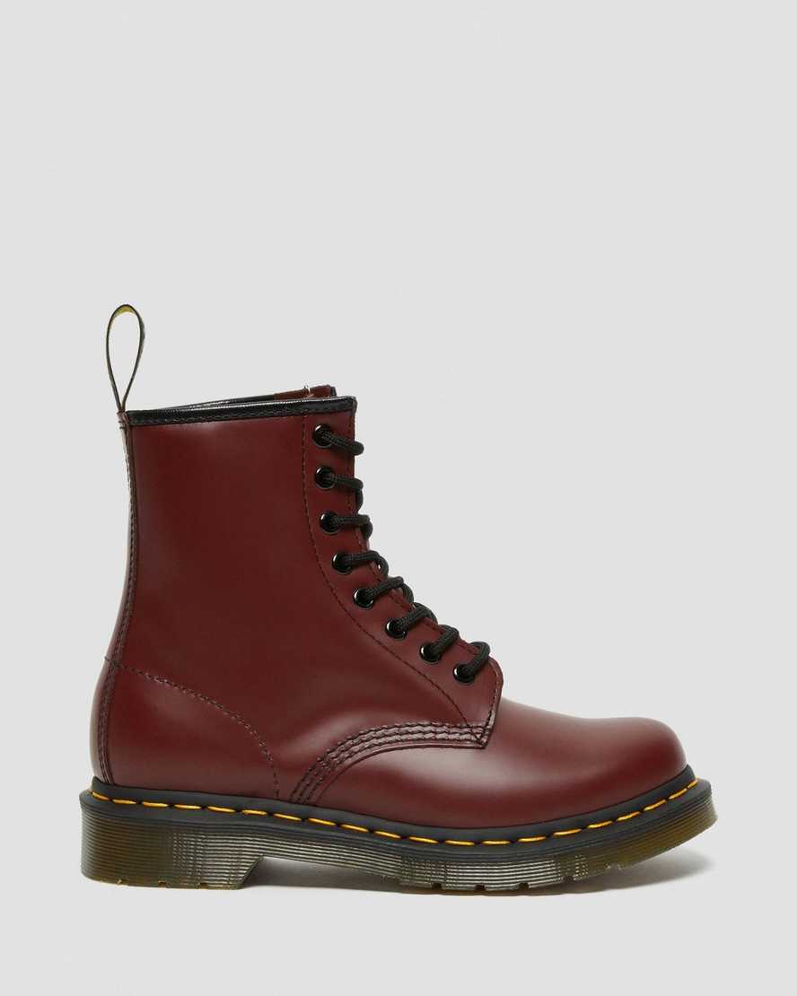 red dr martens 1460 smooth womens lace up boots