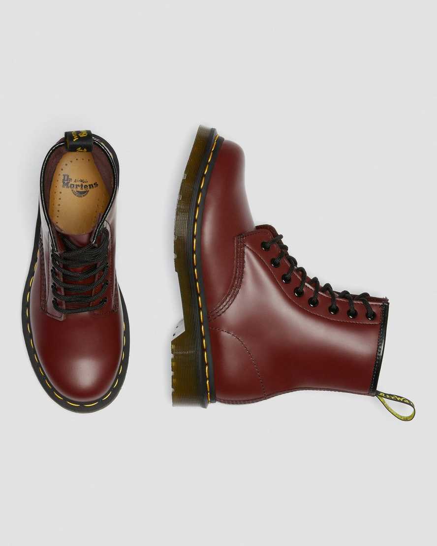 red dr martens 1460 smooth womens lace up boots