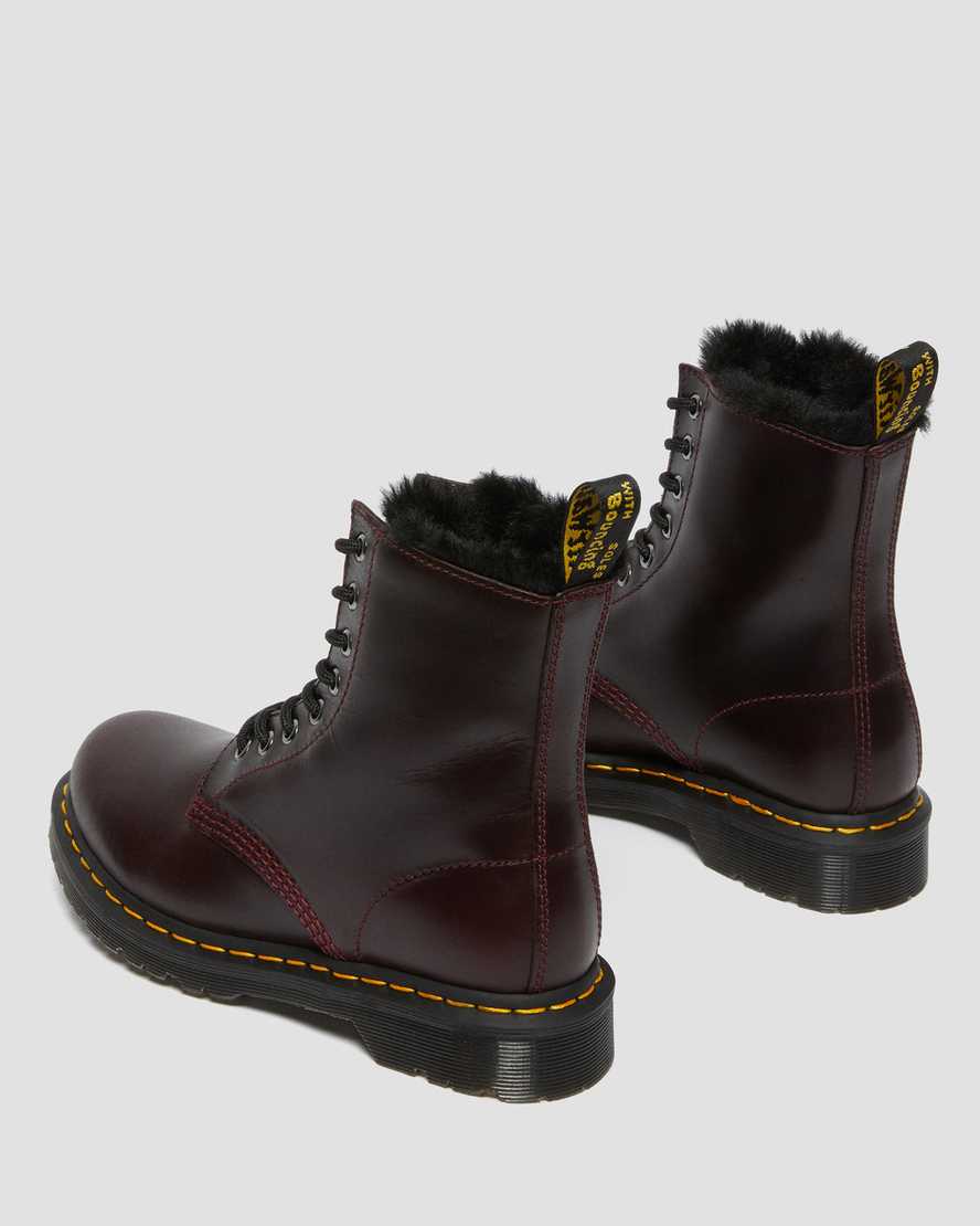 burgundy dr martens 1460 serena faux fur lined womens lace up boots