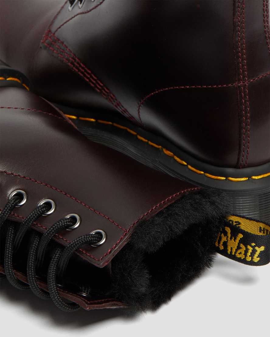 burgundy dr martens 1460 serena faux fur lined womens lace up boots