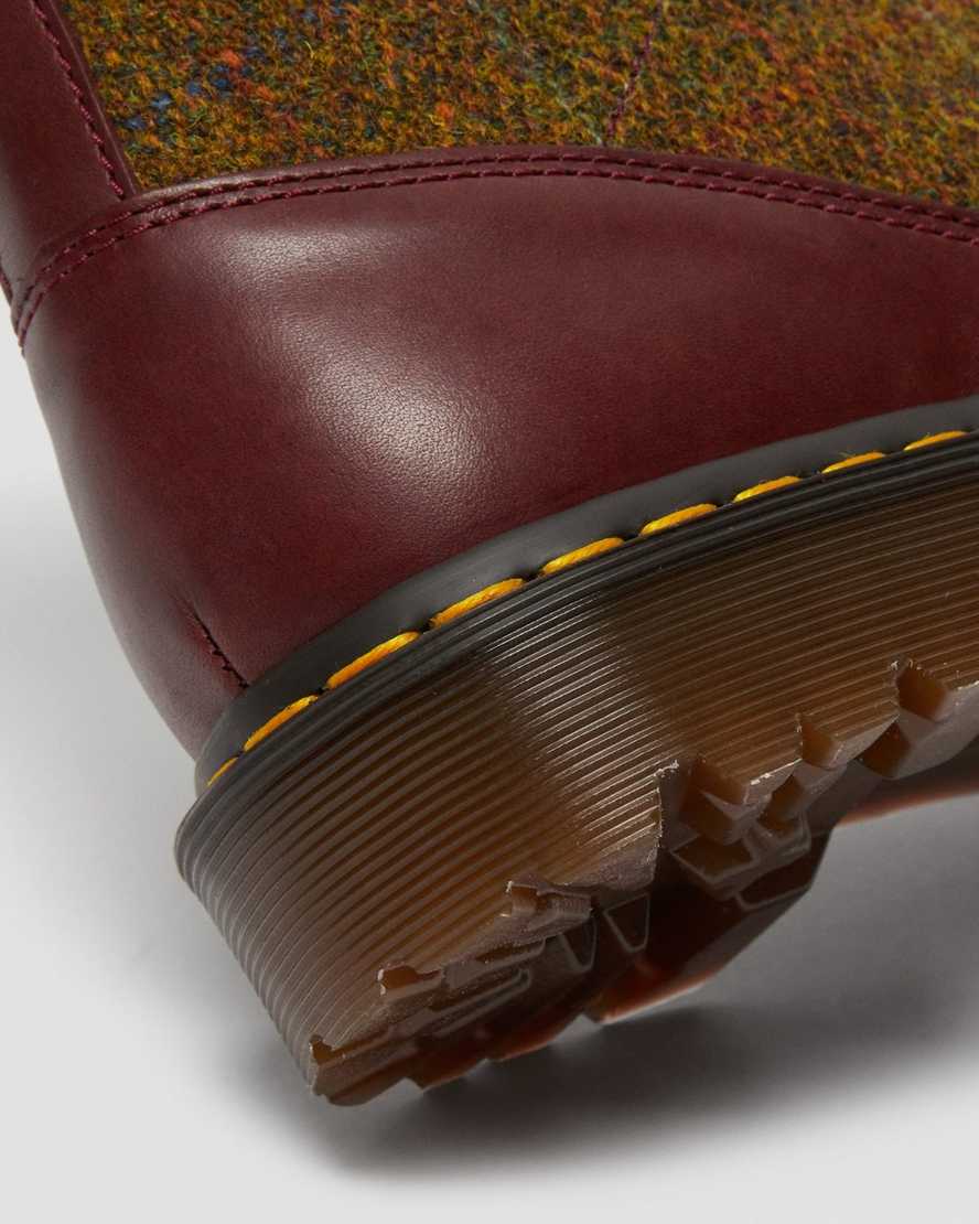 burgundy dr martens 1460 harris tweed womens lace up boots