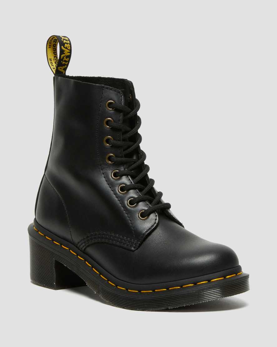 black dr martens clemency heeled womens lace up boots