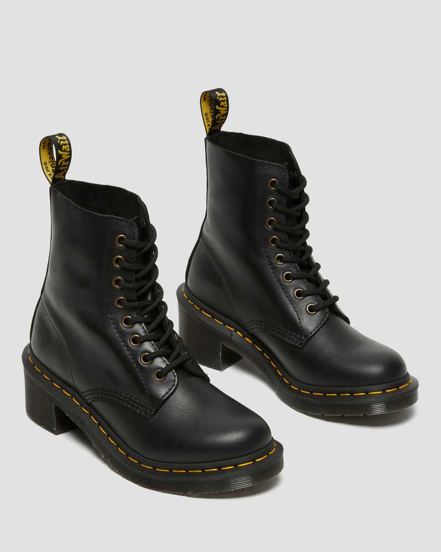 black dr martens clemency heeled womens lace up boots