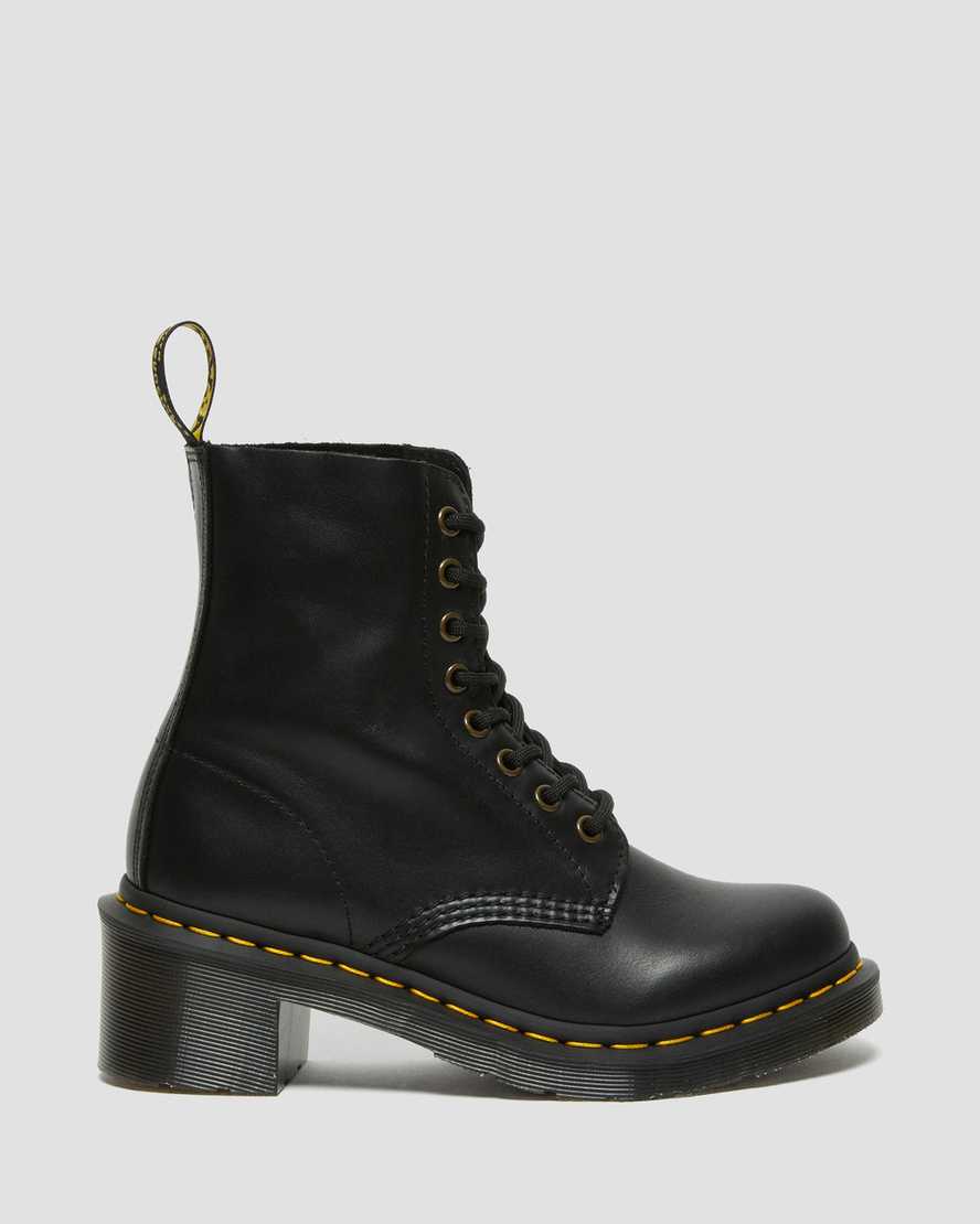 black dr martens clemency heeled womens lace up boots