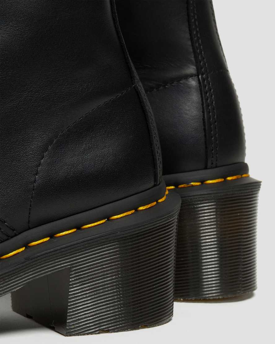 black dr martens clemency heeled womens lace up boots