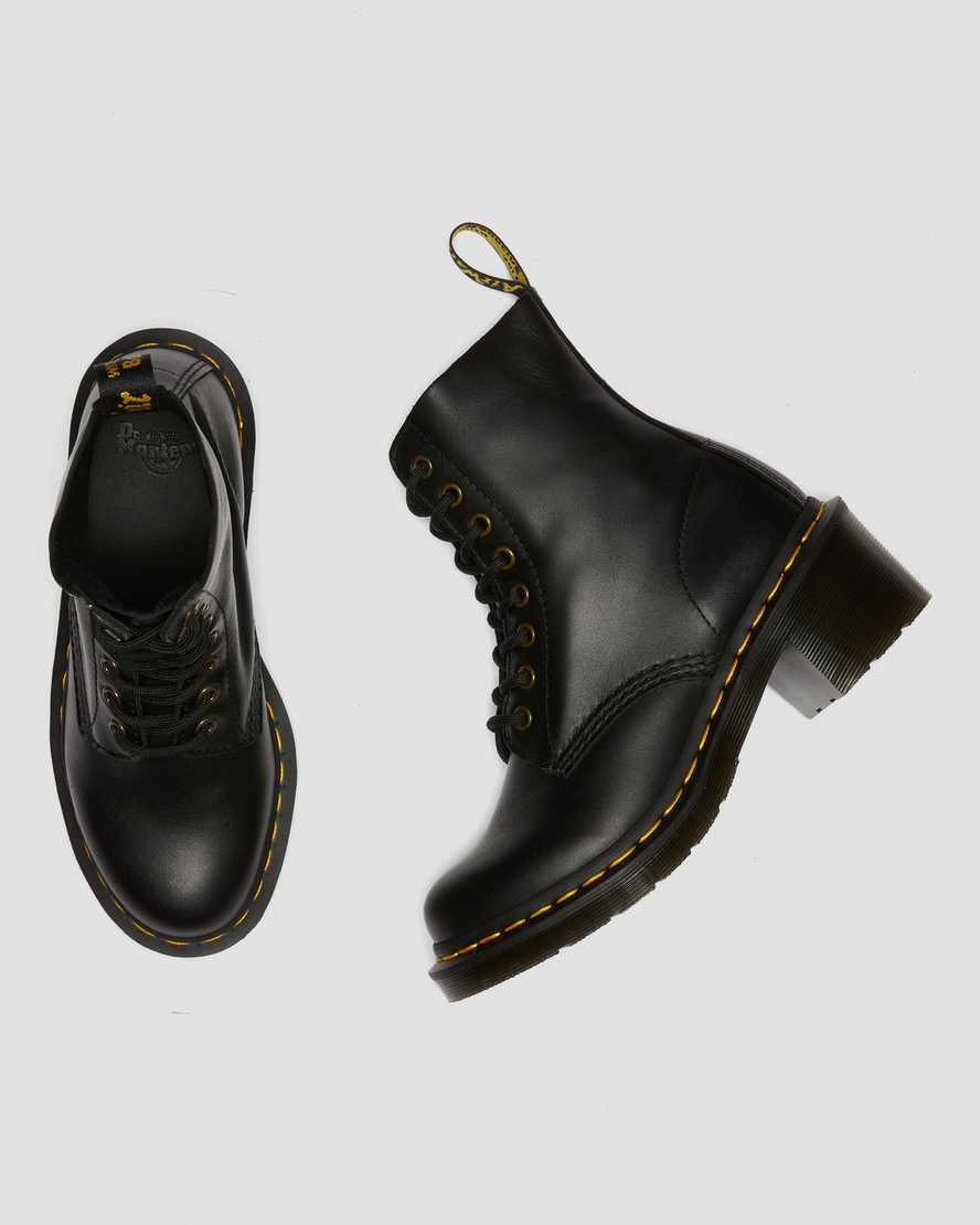 black dr martens clemency heeled womens lace up boots