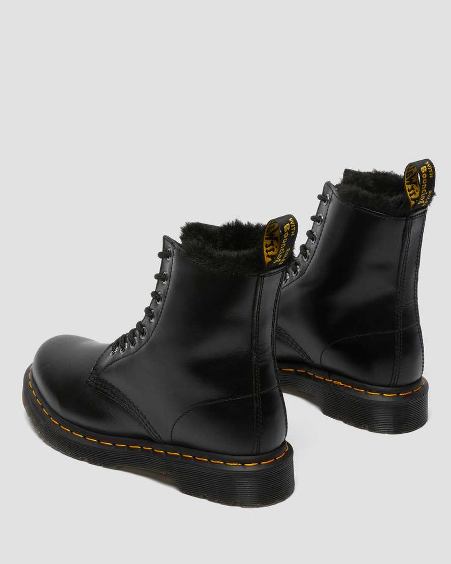 black dr martens 1460 serena faux fur lined womens lace up boots