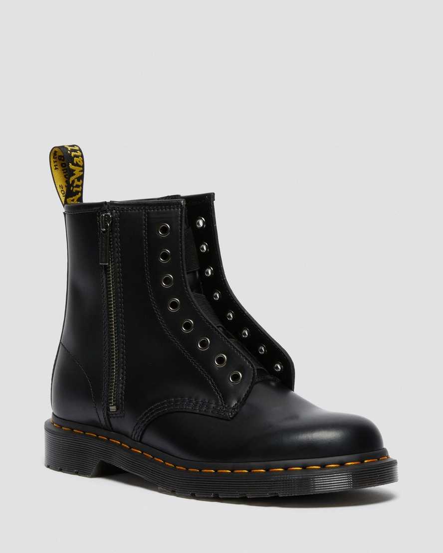 black dr martens 1460 elastic smooth womens lace up boots