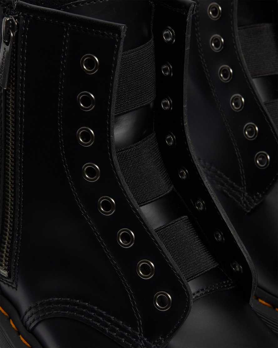 black dr martens 1460 elastic smooth womens lace up boots