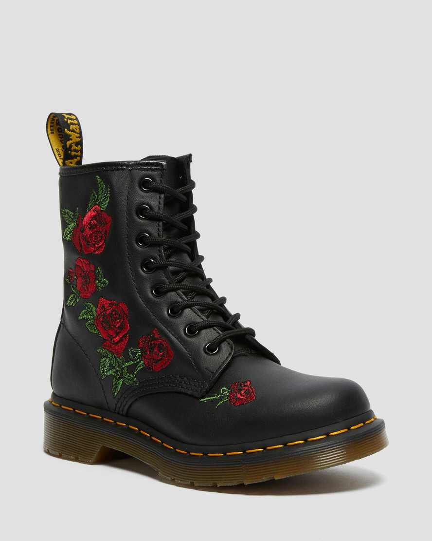 black dr martens 1460 vonda floral womens lace up boots