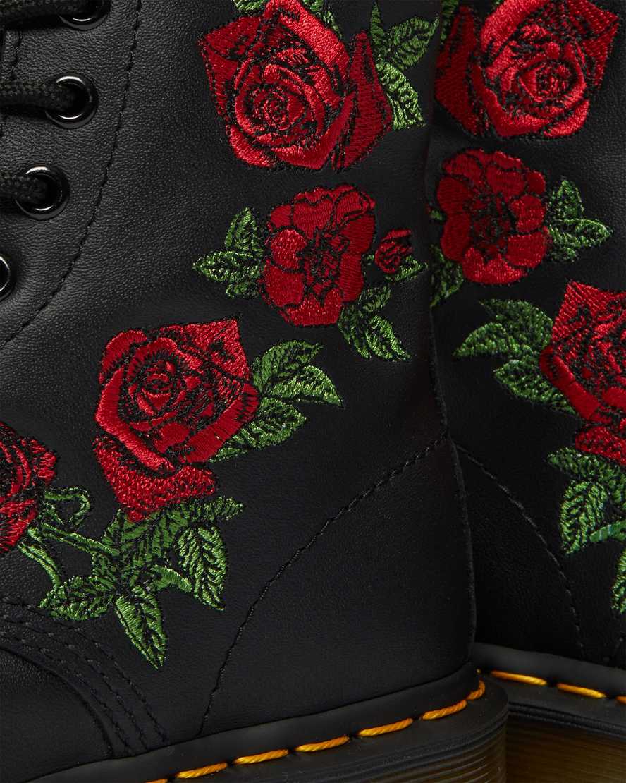 black dr martens 1460 vonda floral womens lace up boots