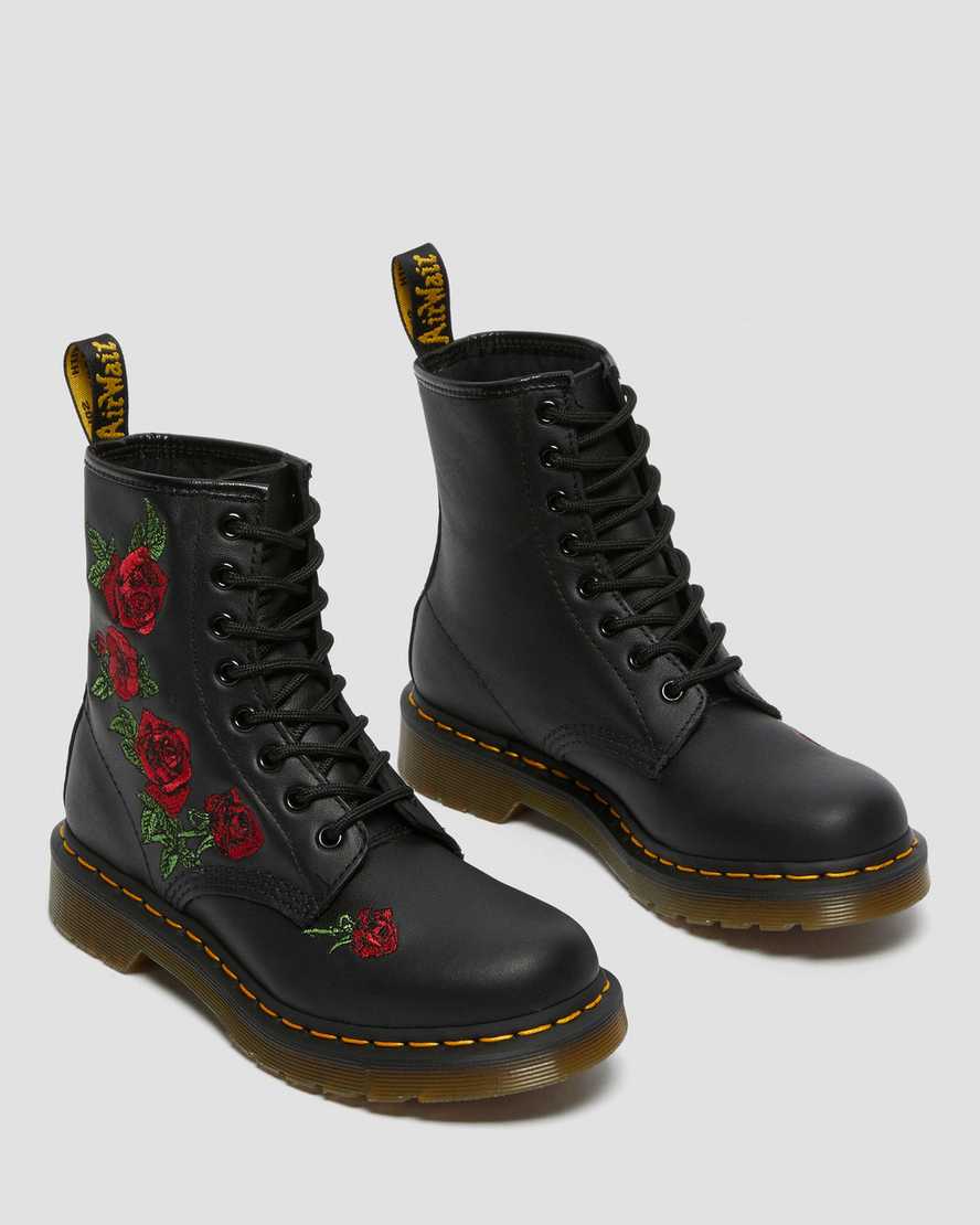 black dr martens 1460 vonda floral womens lace up boots