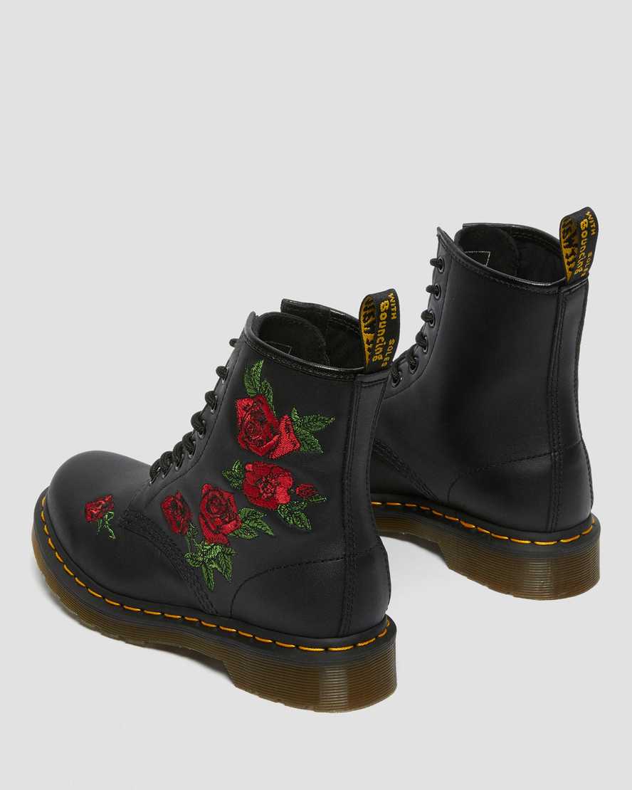black dr martens 1460 vonda floral womens lace up boots