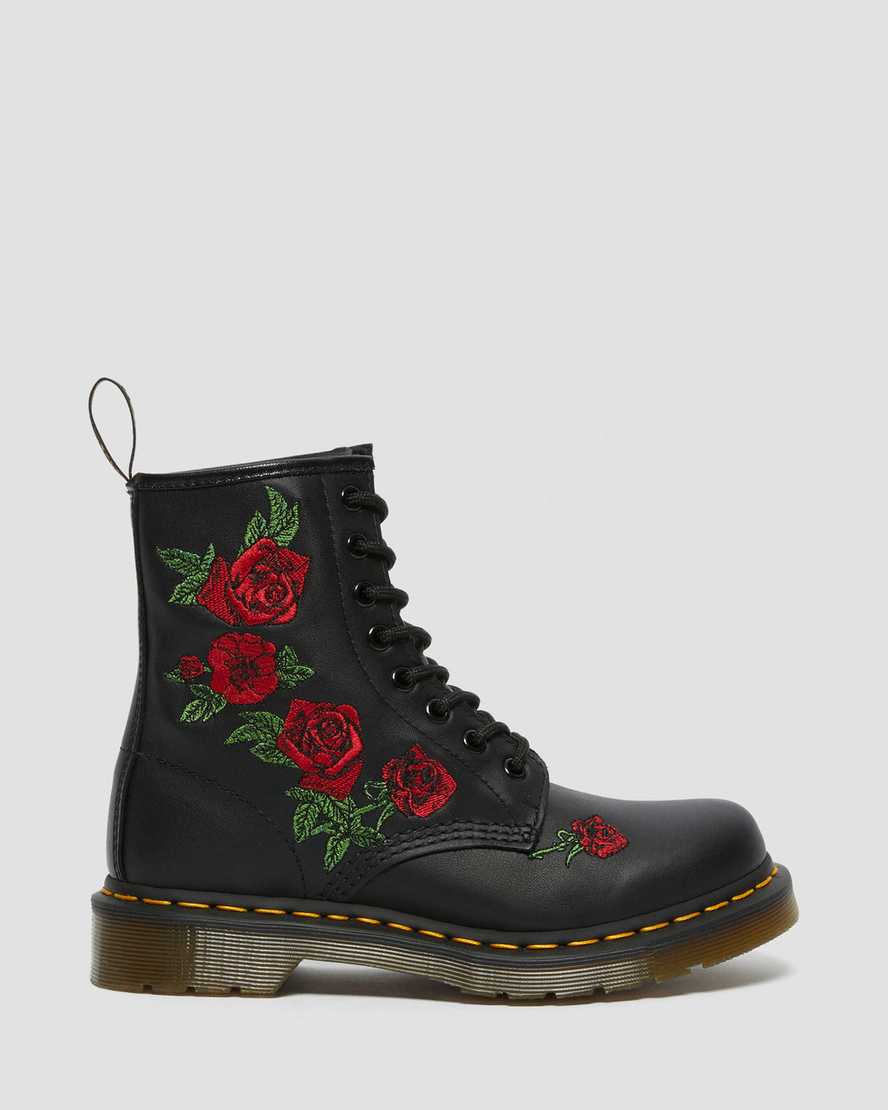 black dr martens 1460 vonda floral womens lace up boots