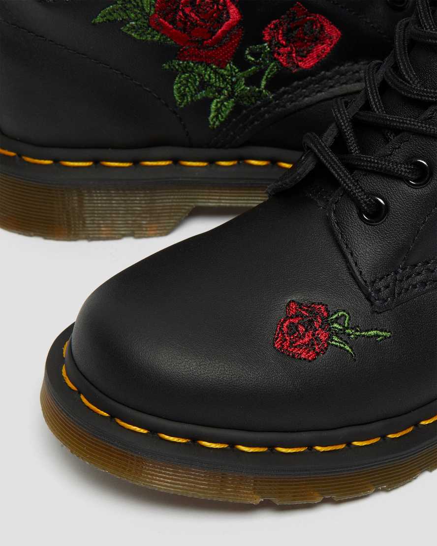 black dr martens 1460 vonda floral womens lace up boots