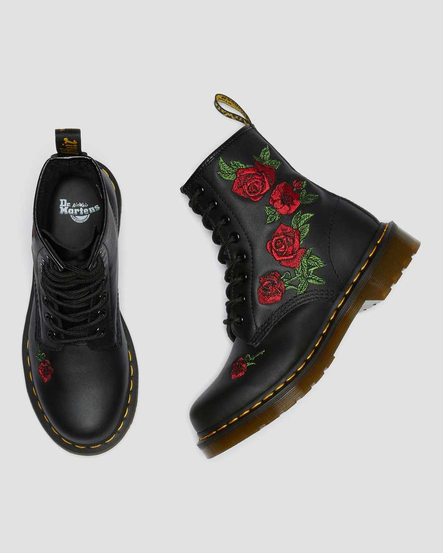 black dr martens 1460 vonda floral womens lace up boots