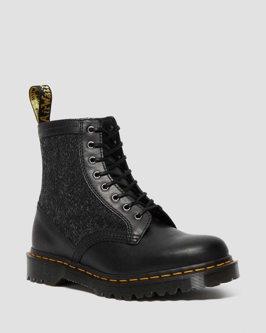 black dr martens 1460 harris tweed womens lace up boots