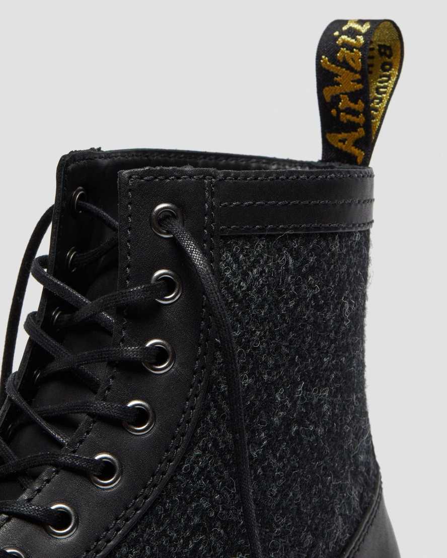 black dr martens 1460 harris tweed womens lace up boots