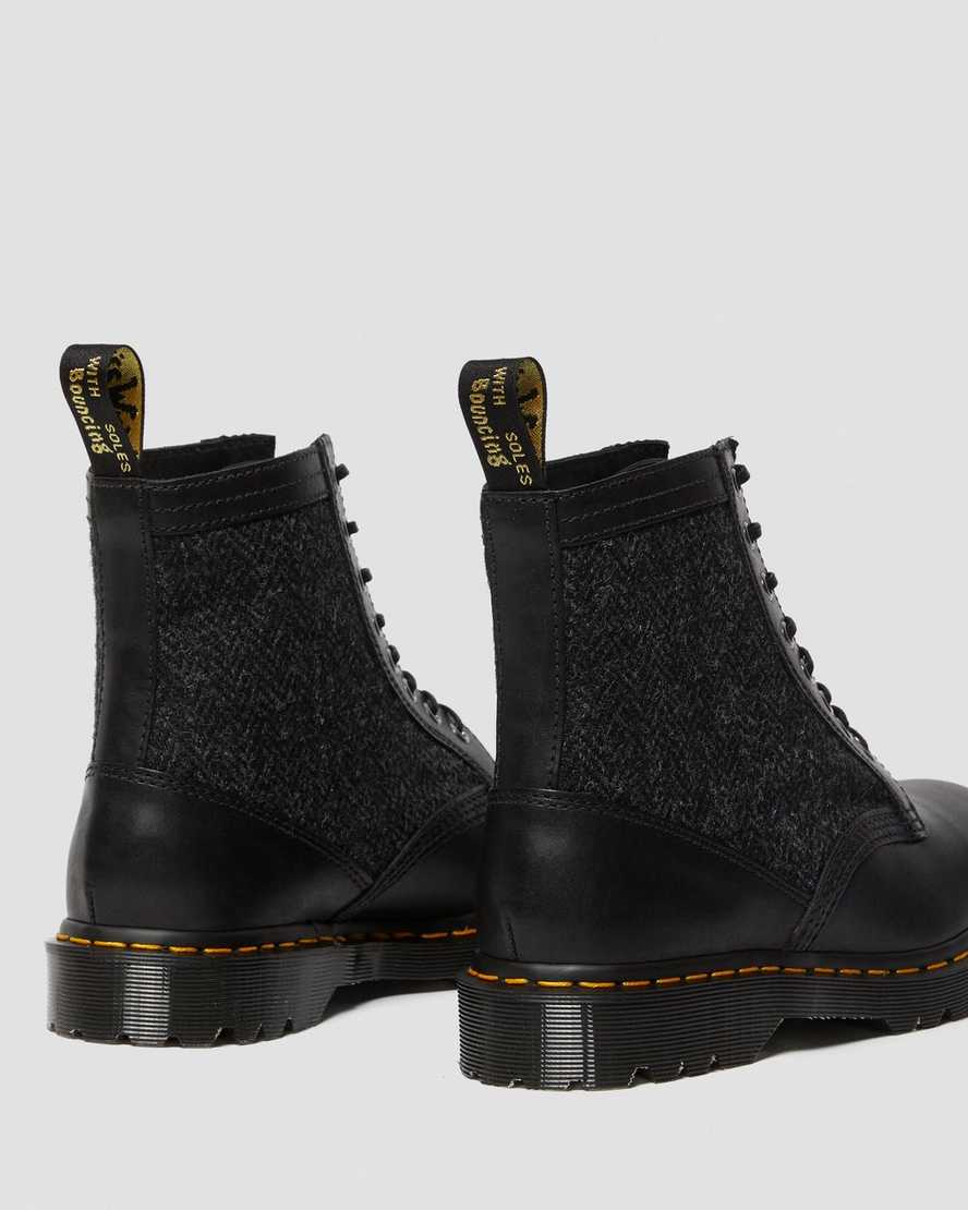 black dr martens 1460 harris tweed womens lace up boots