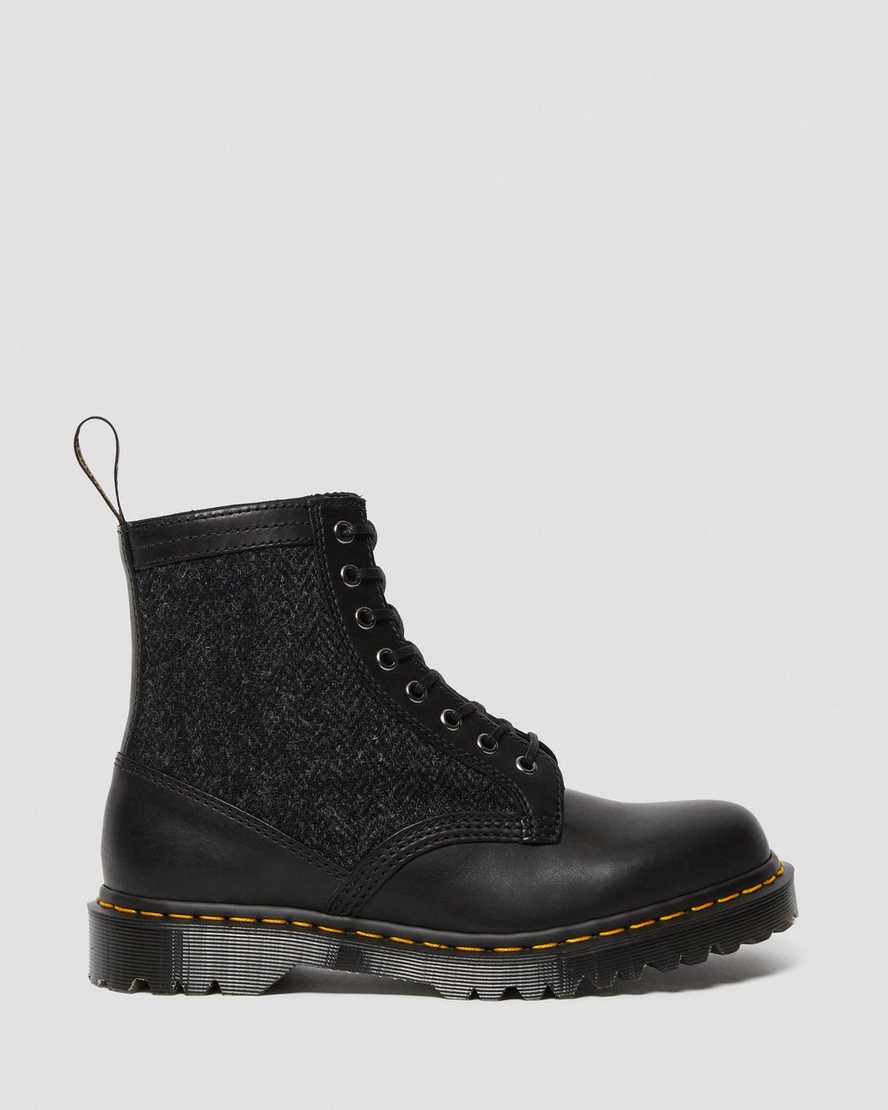 black dr martens 1460 harris tweed womens lace up boots