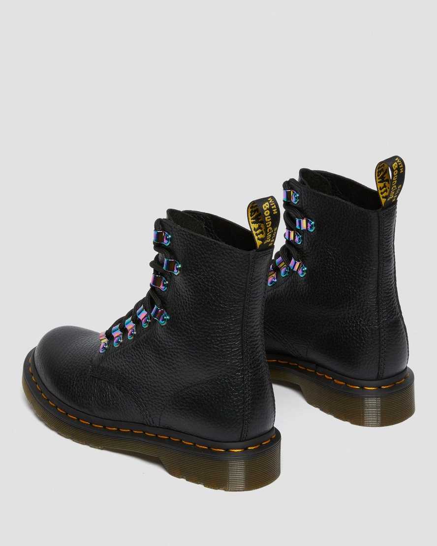 black dr martens 1460 pascal iridescent hardware womens lace up boots