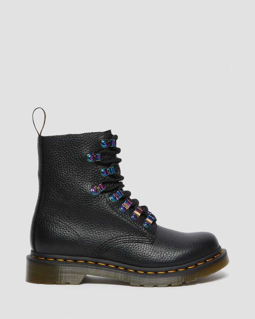 black dr martens 1460 pascal iridescent hardware womens lace up boots