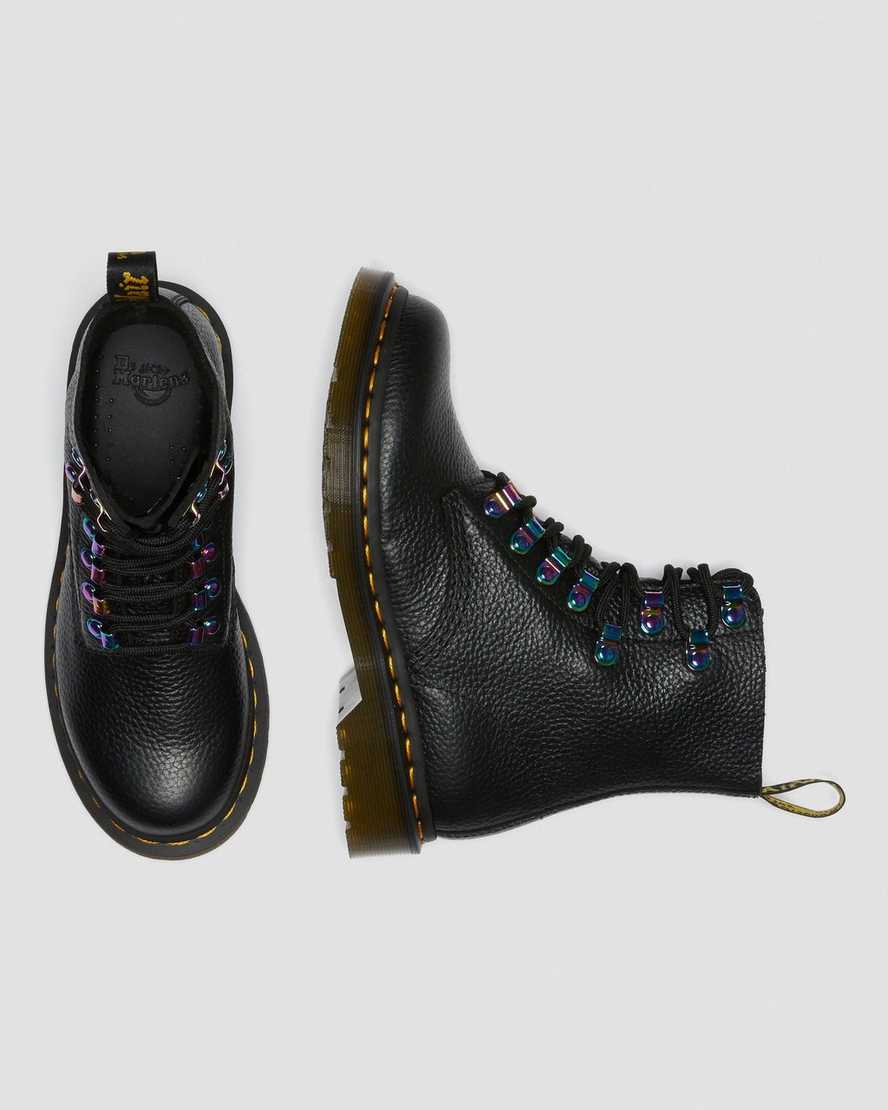 black dr martens 1460 pascal iridescent hardware womens lace up boots